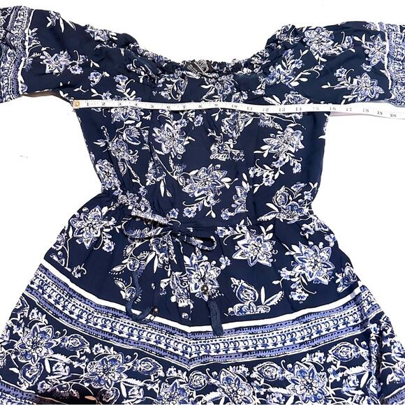 Angie Floral Blue White Boho Summer Romper Women's S Small - Picture 4 of 7